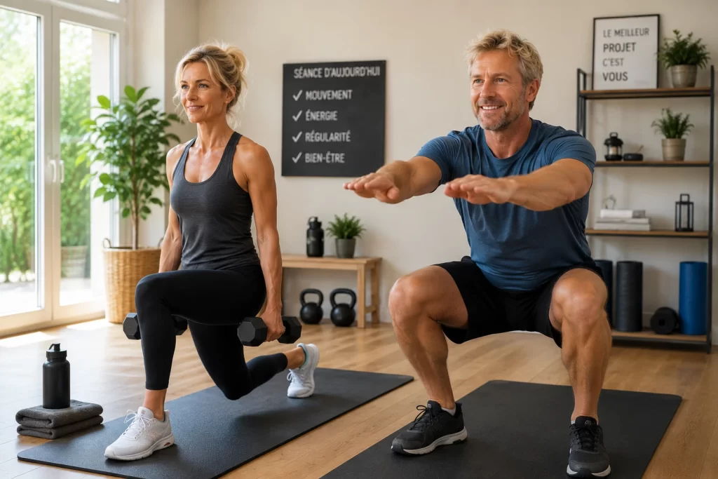 Squat avec haltères pour préserver sa masse musculaire après 40 ans
