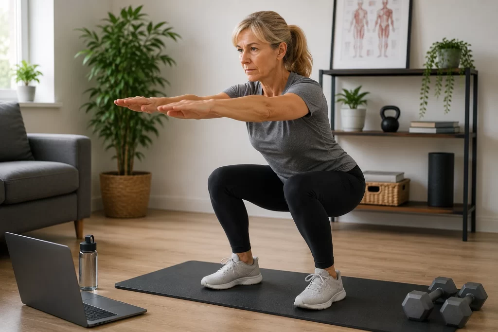 Apprentissage de la technique du squat pour débuter le renforcement musculaire après 40 ans
